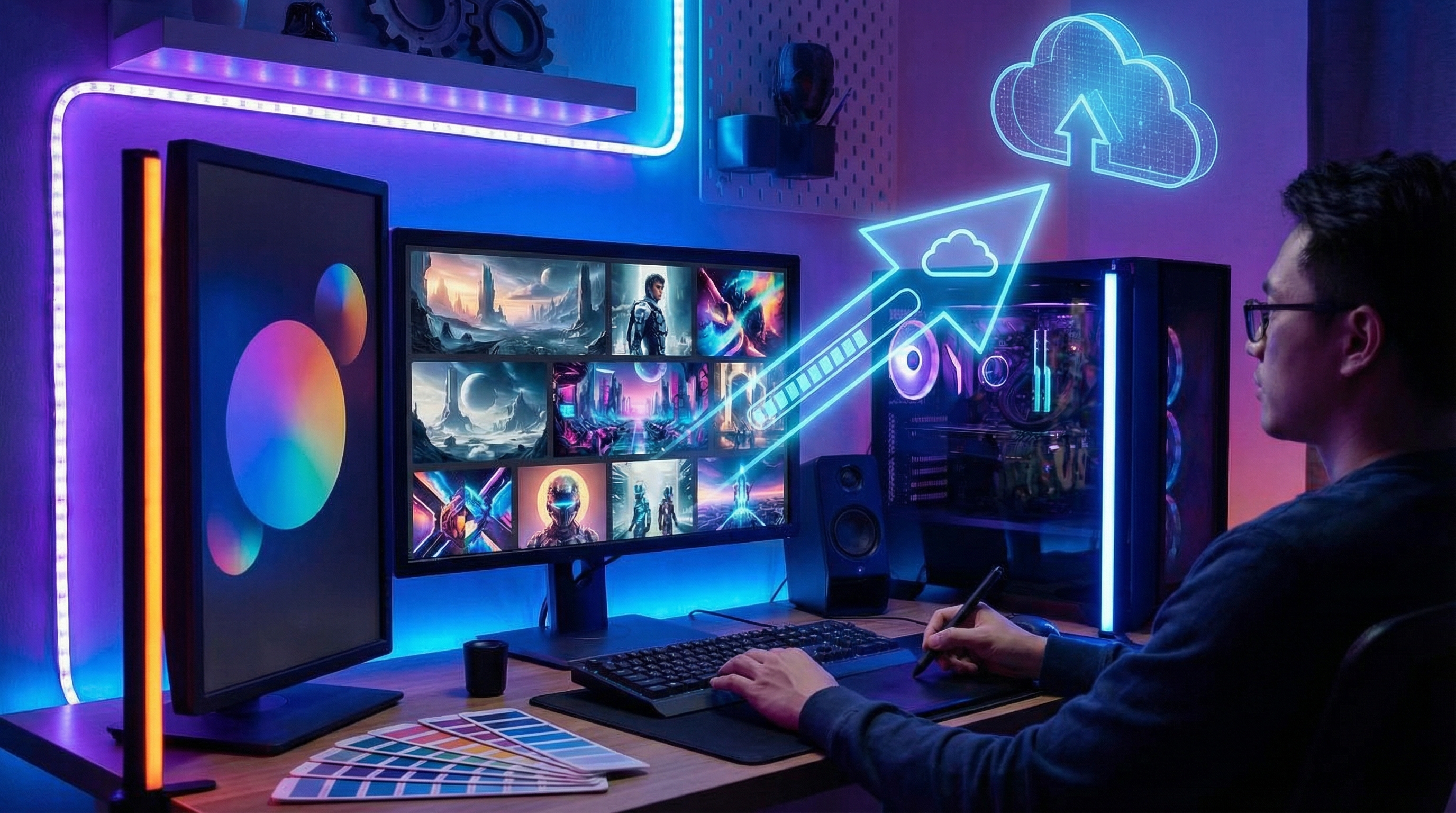 生成AIクリエイターがクラウドストレージを活用してファイルを管理するワークフローのイメージ